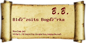 Blázsits Bogárka névjegykártya